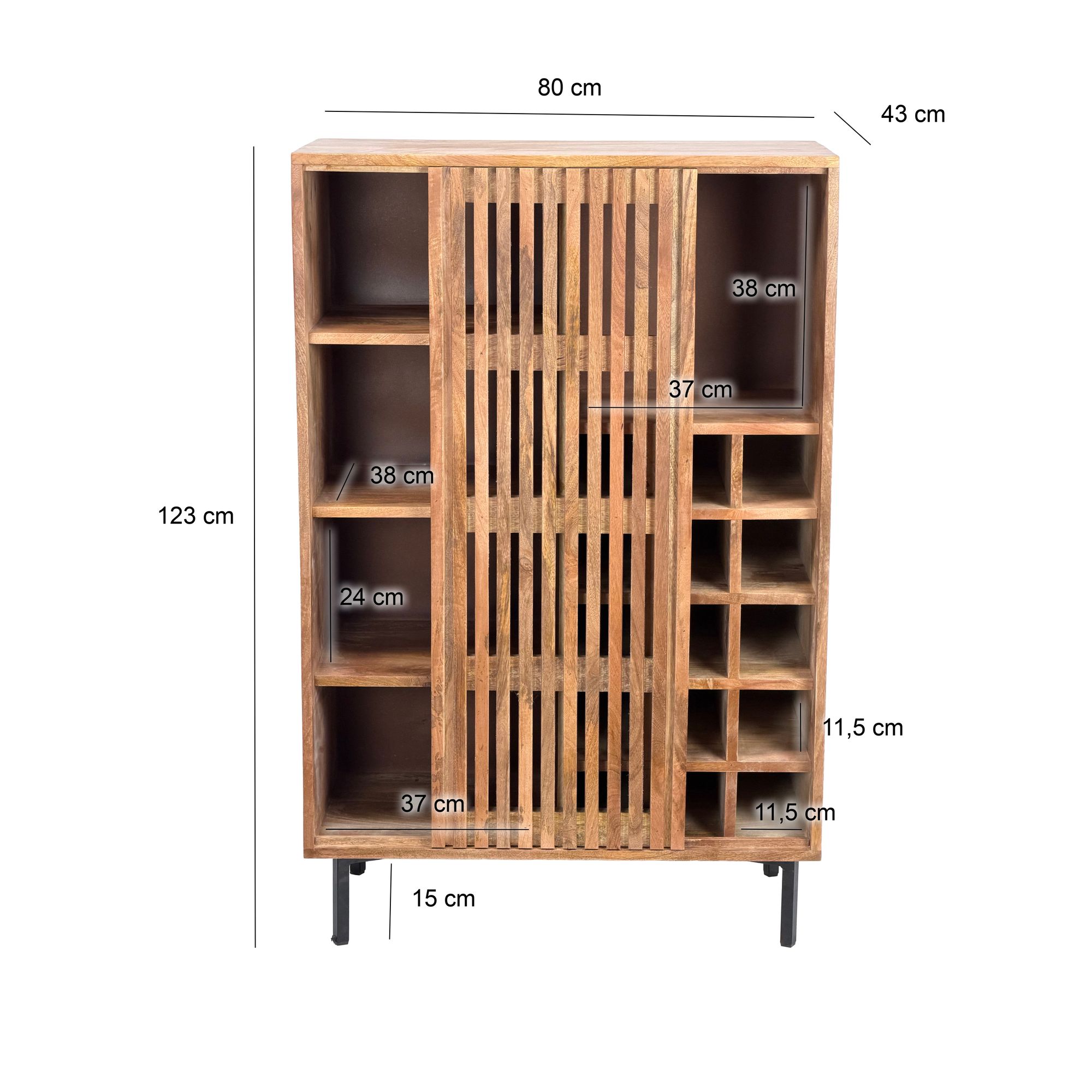 Hausbar Mango Massivholz 123cm Barschrank Spirituosenschrank Weinschrank Weinbar – Ansicht 3