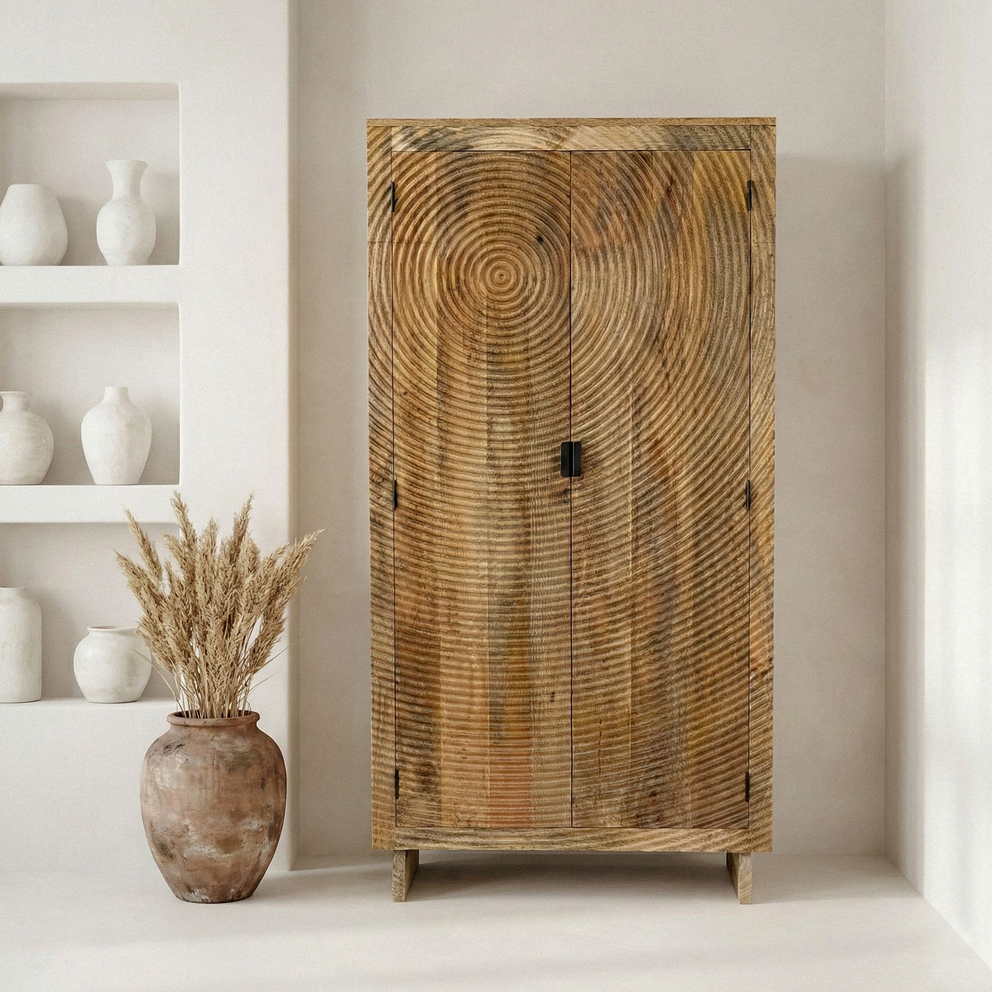 Schrank Mango Massivholz 180cm Massivholzschrank Kleiderschrank Mehrzweckschrank – Ansicht 2