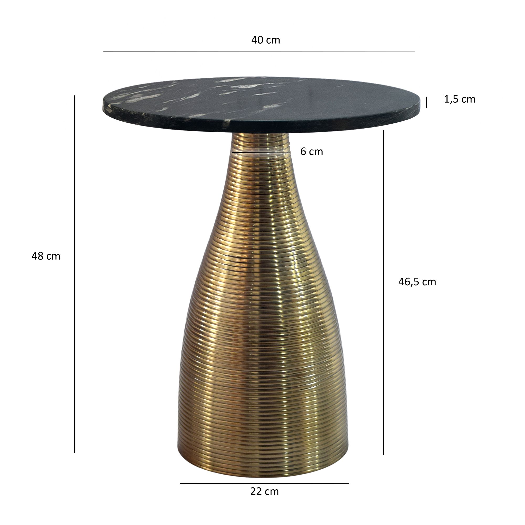 Beistelltisch 40 cm Alu Metall Couchtisch Wohnzimmertisch Marmor Platte Rund – Ansicht 3