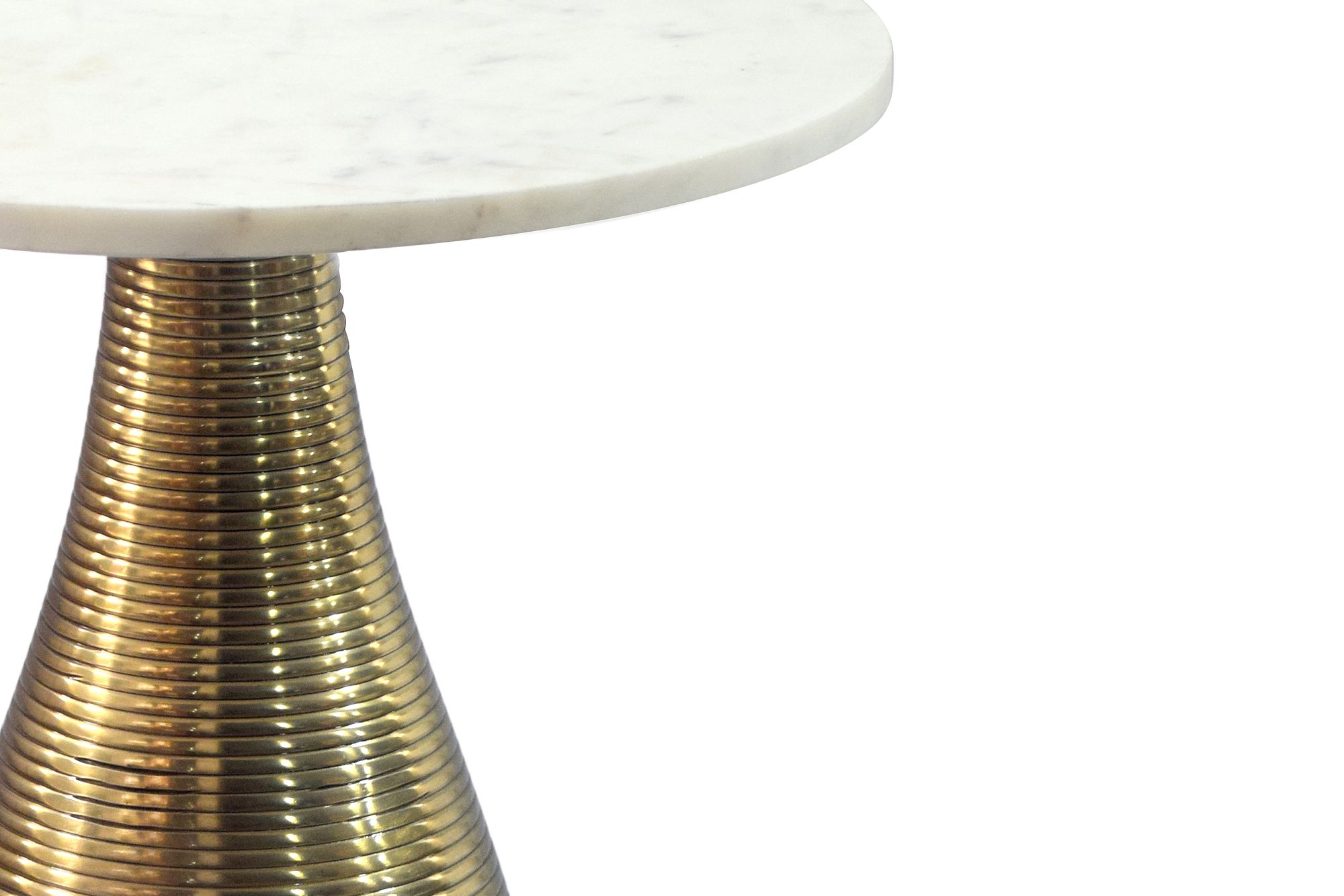 Beistelltisch 40 cm Alu Metall Couchtisch Wohnzimmertisch Marmor Platte Rund – Ansicht 5