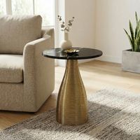 Beistelltisch 40 cm Alu Metall Couchtisch Wohnzimmertisch Marmor Platte Rund – Ansicht 2