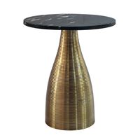 Beistelltisch 40 cm Alu Metall Couchtisch Wohnzimmertisch Marmor Platte Rund – Ansicht 6