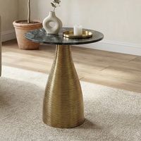 Beistelltisch 40 cm Alu Metall Couchtisch Wohnzimmertisch Marmor Platte Rund – Ansicht 1