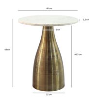 Beistelltisch 40 cm Alu Metall Couchtisch Wohnzimmertisch Marmor Platte Rund – Ansicht 3
