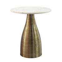 Beistelltisch 40 cm Alu Metall Couchtisch Wohnzimmertisch Marmor Platte Rund – Ansicht 6