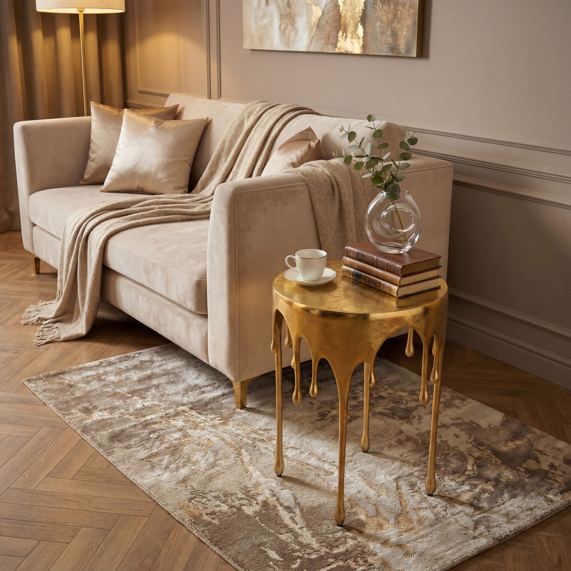 FineBuy Beistelltisch 43cm Aluminium Tisch Rund - Design Anstelltisch Alu Modern - Wohnzimmertisch Metall Tropfen - Metalltisch Dekotisch Couchtisch Handmade | Farbe: Gold FineBuy Beistelltisch 43cm Aluminium Tisch Rund - Design Anstelltisch Alu Modern - Wohnzimmertisch Metall Tropfen - Metalltisch Dekotisch Couchtisch Handmade | Farbe: Gold