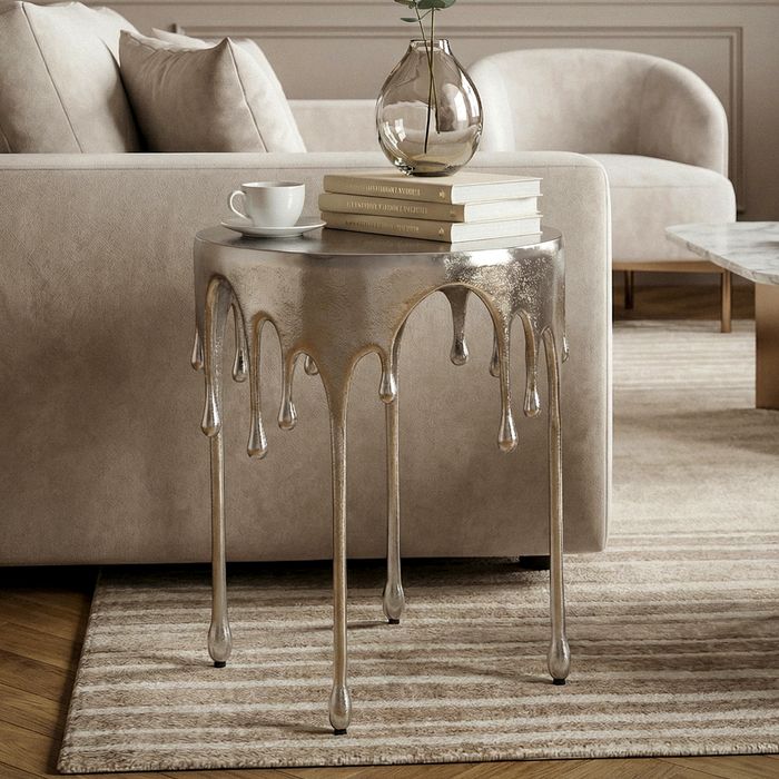 Beistelltisch 43cm Alu Anstelltisch Tropfen Wohnzimmertisch Couchtisch Rund