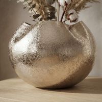 Vase Tischvase 30cm Aluminium Alu Blumenvase Wohndeko Rund Metall Handmade Deko – Ansicht 5