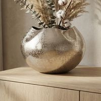 Vase Tischvase 30cm Aluminium Alu Blumenvase Wohndeko Rund Metall Handmade Deko – Ansicht 1