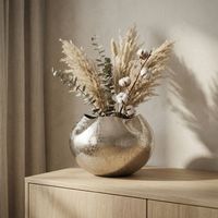 Vase Tischvase 30cm Aluminium Alu Blumenvase Wohndeko Rund Metall Handmade Deko – Ansicht 2