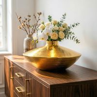 Vase Tischvase 35cm Aluminium Alu Blumenvase Wohndeko Rund Handmade Deko Metall – Ansicht 2