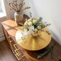 Vase Tischvase 35cm Aluminium Alu Blumenvase Wohndeko Rund Handmade Deko Metall – Ansicht 4