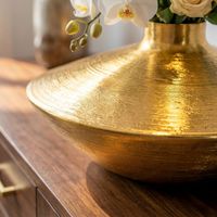 Vase Tischvase 35cm Aluminium Alu Blumenvase Wohndeko Rund Handmade Deko Metall – Ansicht 5