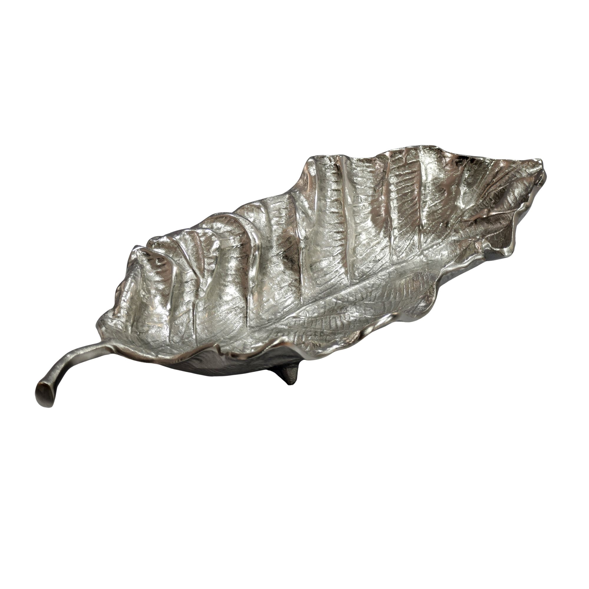 Dekoschale Blatt Aluminium Schale 67cm Tischdeko Alu Metall Wohnaccessoire Lang – Ansicht 6