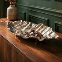Dekoschale Blatt Aluminium Schale 67cm Tischdeko Alu Metall Wohnaccessoire Lang – Ansicht 1