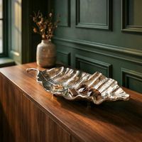Dekoschale Blatt Aluminium Schale 67cm Tischdeko Alu Metall Wohnaccessoire Lang – Ansicht 2