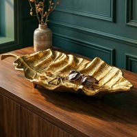 Dekoschale Blatt Aluminium Schale 67cm Tischdeko Alu Metall Wohnaccessoire Lang – Ansicht 1