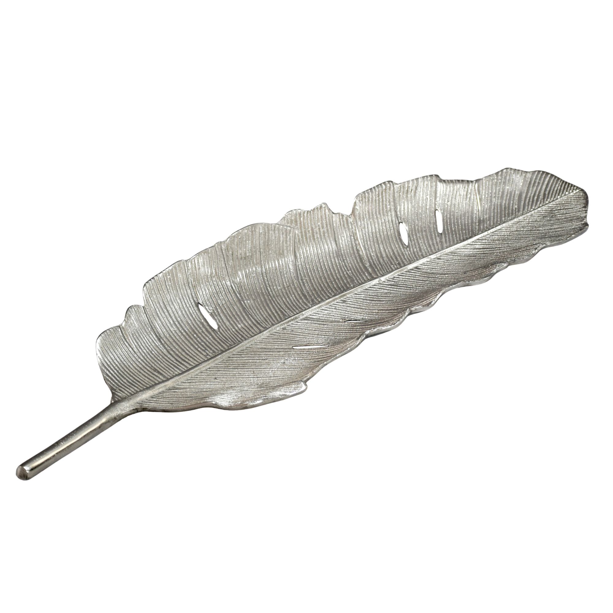 Dekoschale Blatt Aluminium Silber Schale Groß Tischdeko Metall Wohnaccessoire – Ansicht 6