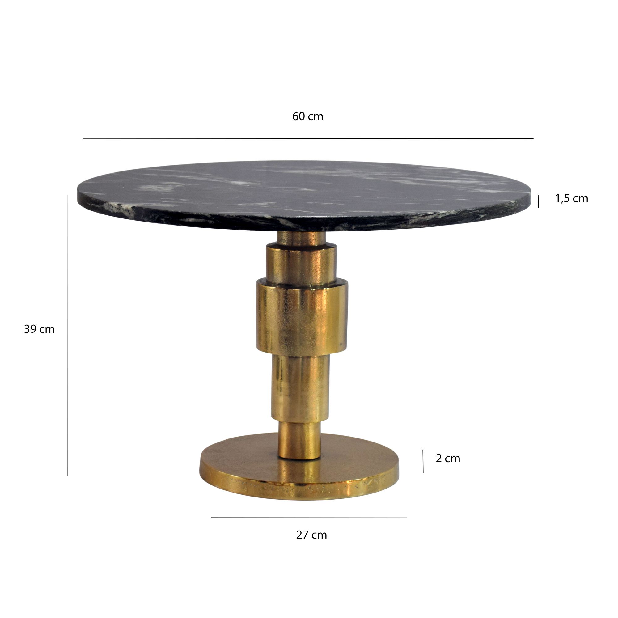 Couchtisch 60cm rund Marmor Wohnzimmertisch Sofatisch Alu Beistelltisch Metall – Ansicht 3
