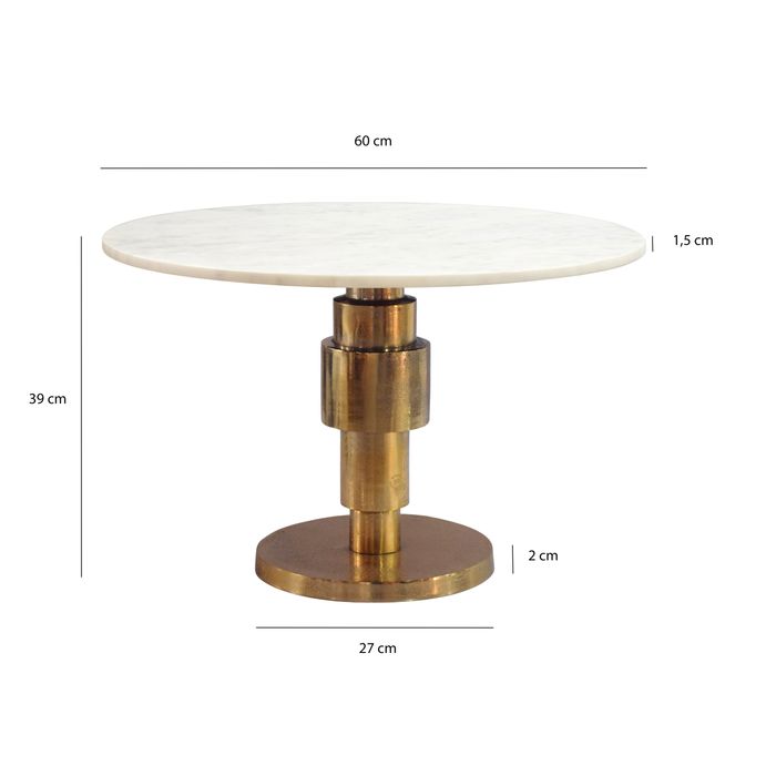 Couchtisch 60cm rund Marmor Wohnzimmertisch Sofatisch Alu Beistelltisch Metall – Maßzeichnung