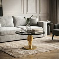 Couchtisch 60cm rund Marmor Wohnzimmertisch Sofatisch Alu Beistelltisch Metall – Ansicht 2