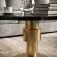 Couchtisch 60cm rund Marmor Wohnzimmertisch Sofatisch Alu Beistelltisch Metall – Ansicht 5