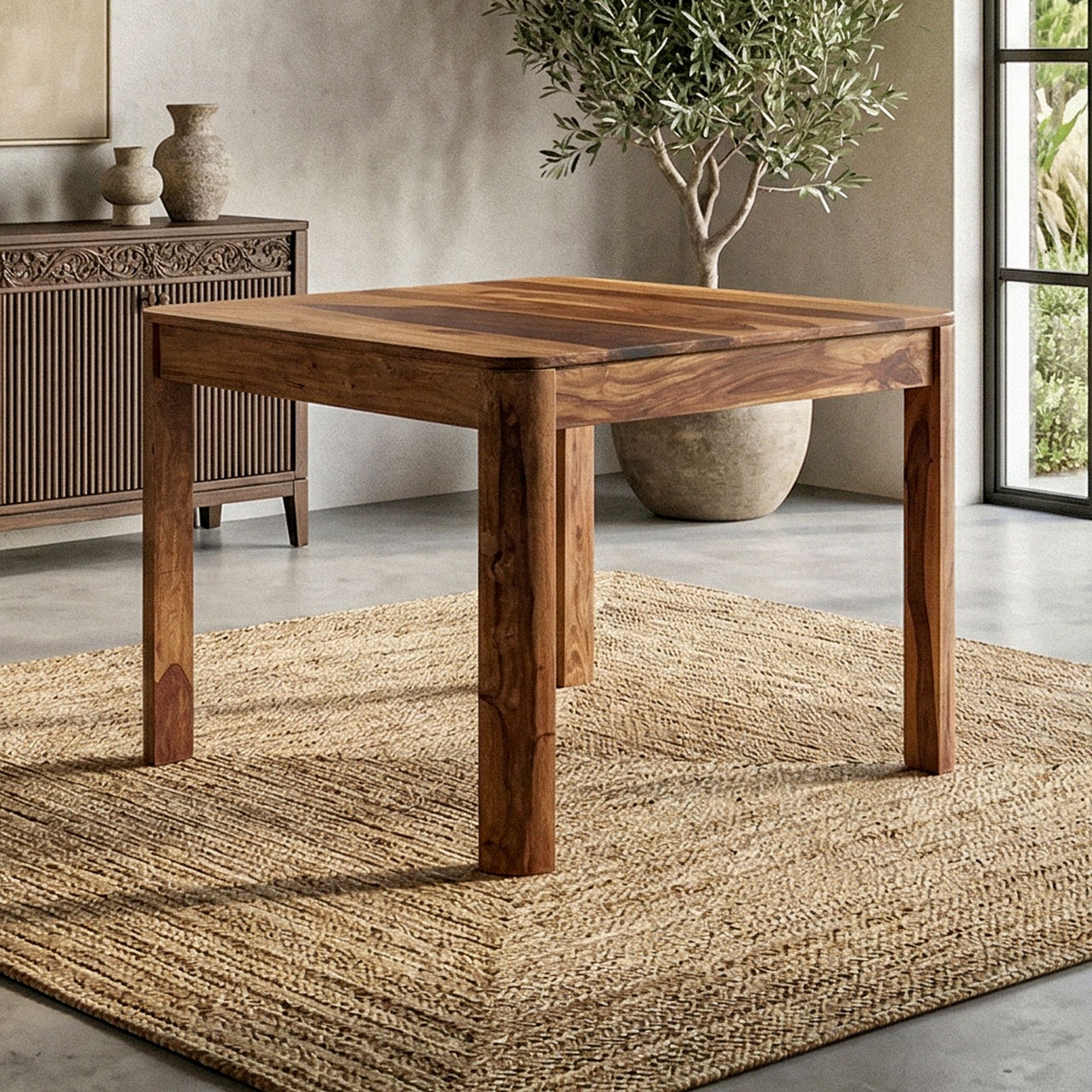Esstisch Massivholz 80cm Esszimmertisch Sheesham Küchentisch 4 Personen Modern – Ansicht 1