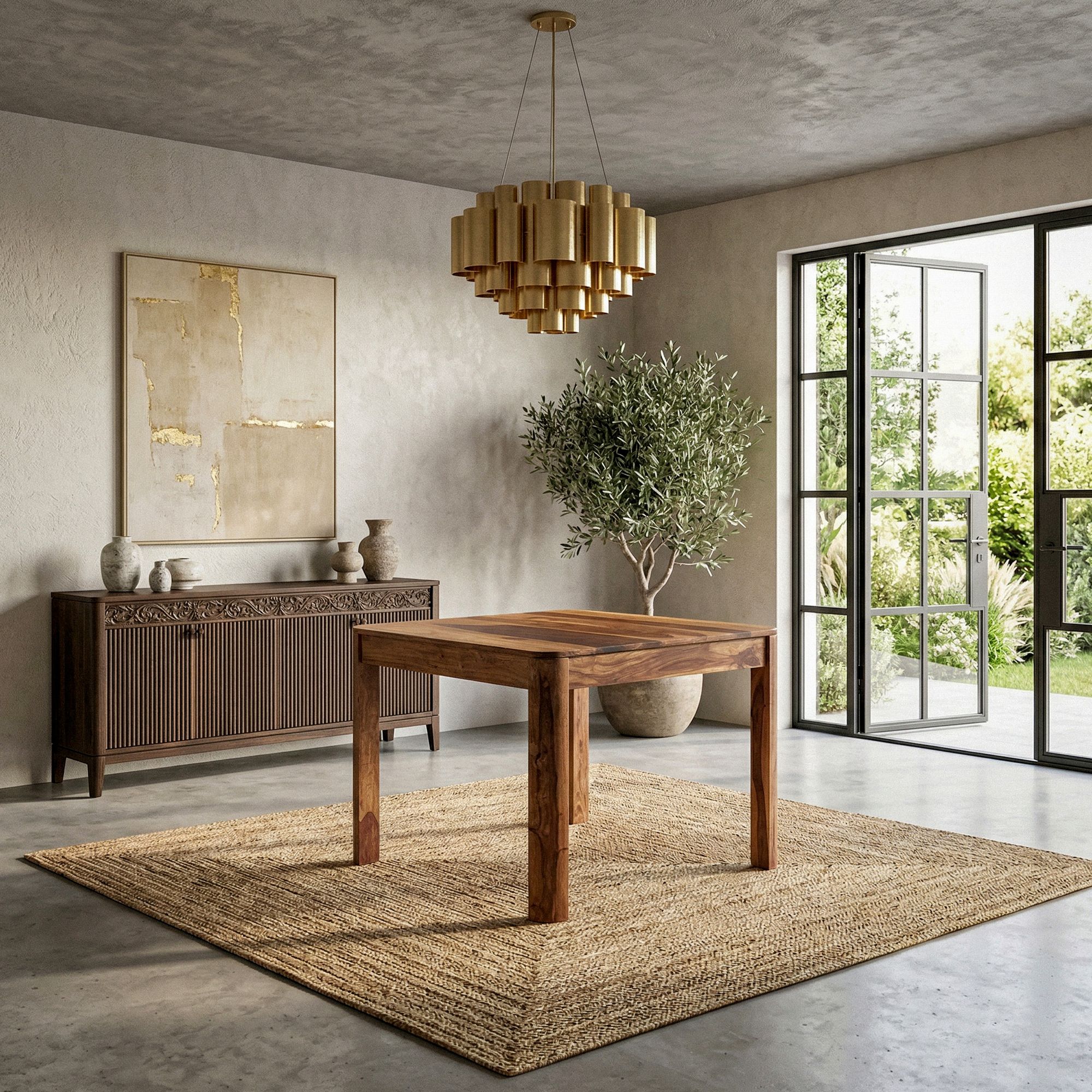 Esstisch Massivholz 80cm Esszimmertisch Sheesham Küchentisch 4 Personen Modern – Ansicht 4