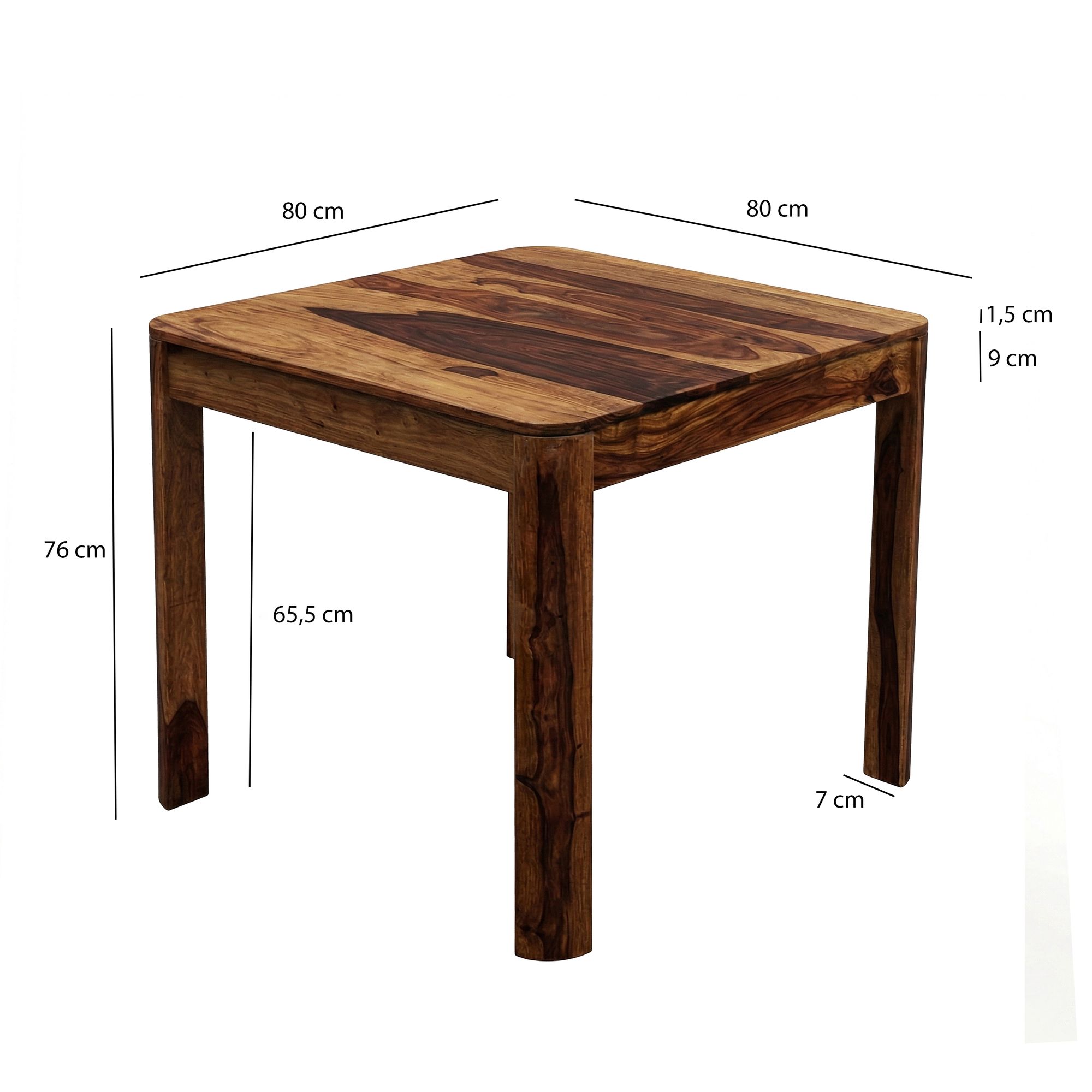 Esstisch Massivholz 80cm Esszimmertisch Sheesham Küchentisch 4 Personen Modern – Ansicht 3