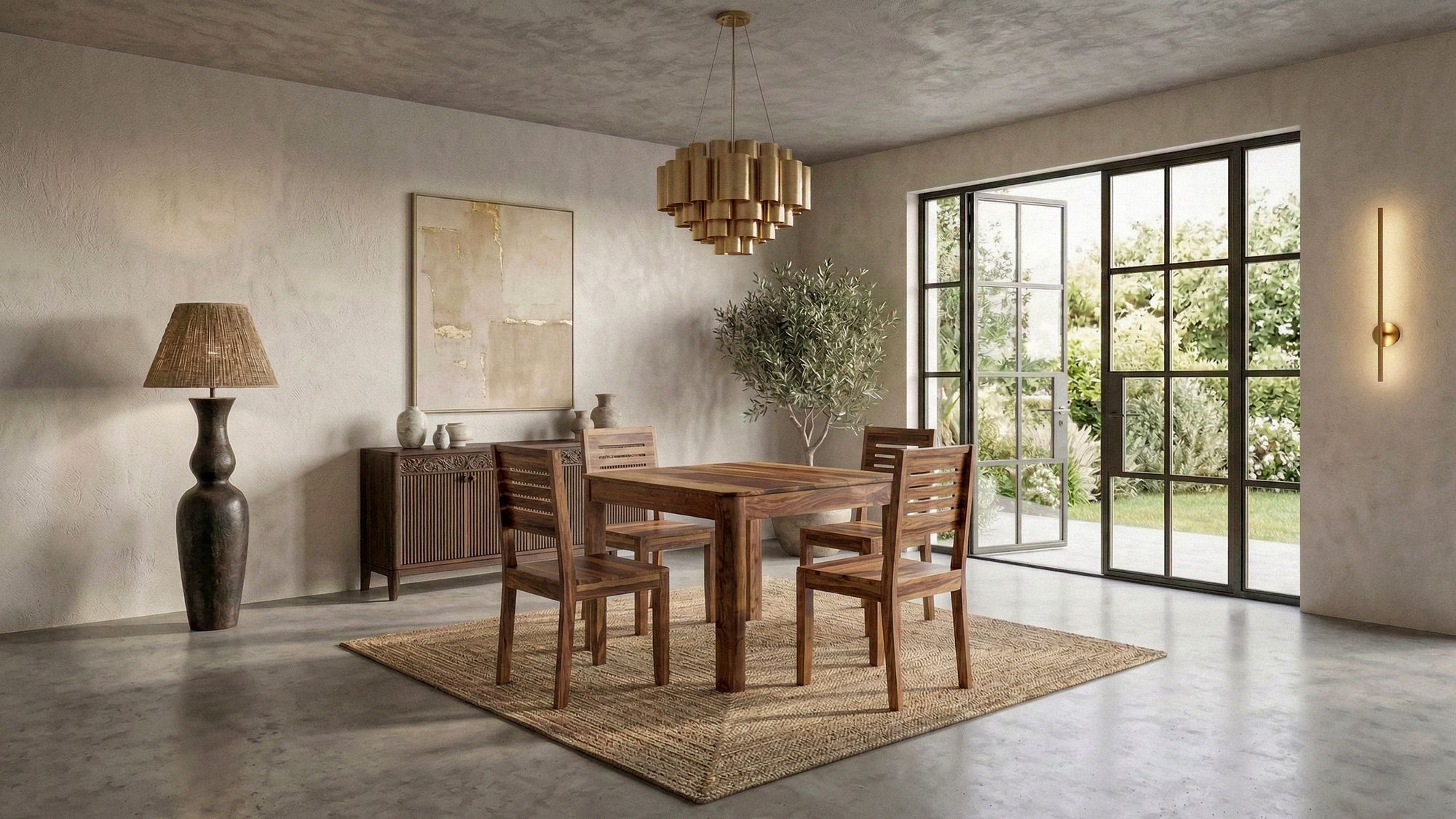 Esstisch Massivholz 80cm Esszimmertisch Sheesham Küchentisch 4 Personen Modern – Ansicht 2