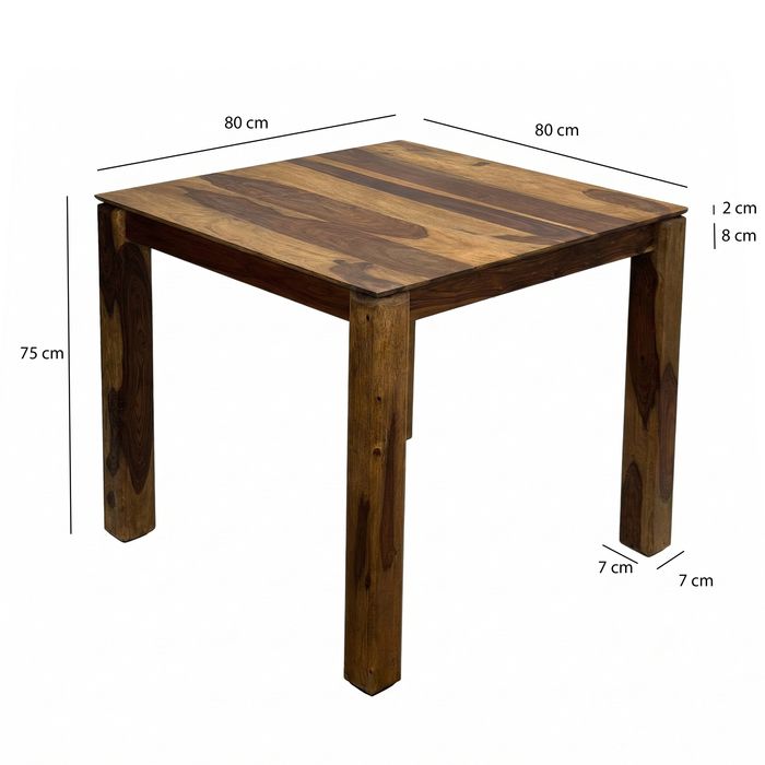 Esstisch Massivholz 80cm Esszimmertisch Sheesham Küchentisch 4 Personen Tisch – Maßzeichnung