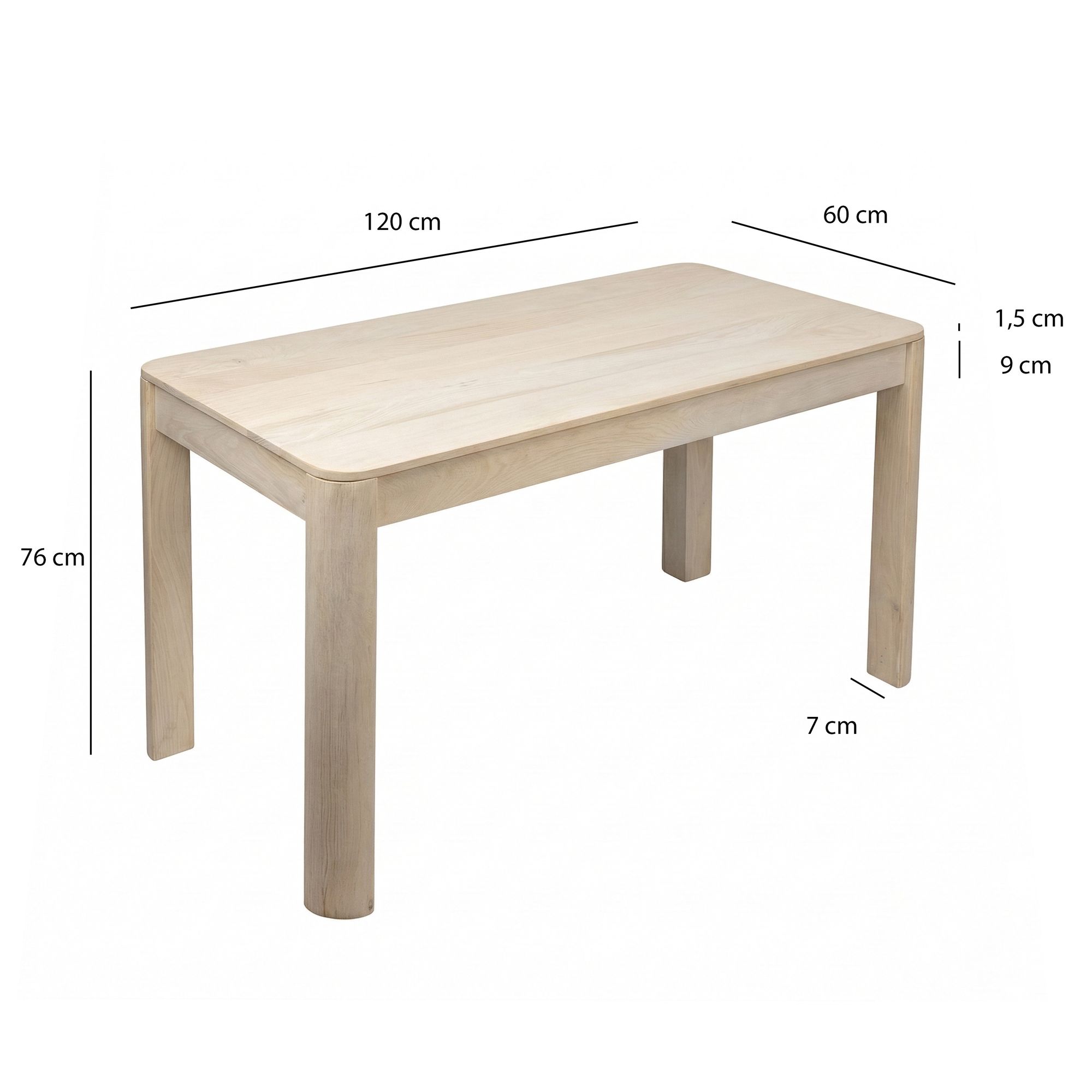 Esstisch Massivholz 120cm Esszimmertisch White Wash Küchentisch 6 Personen Tisch – Ansicht 3