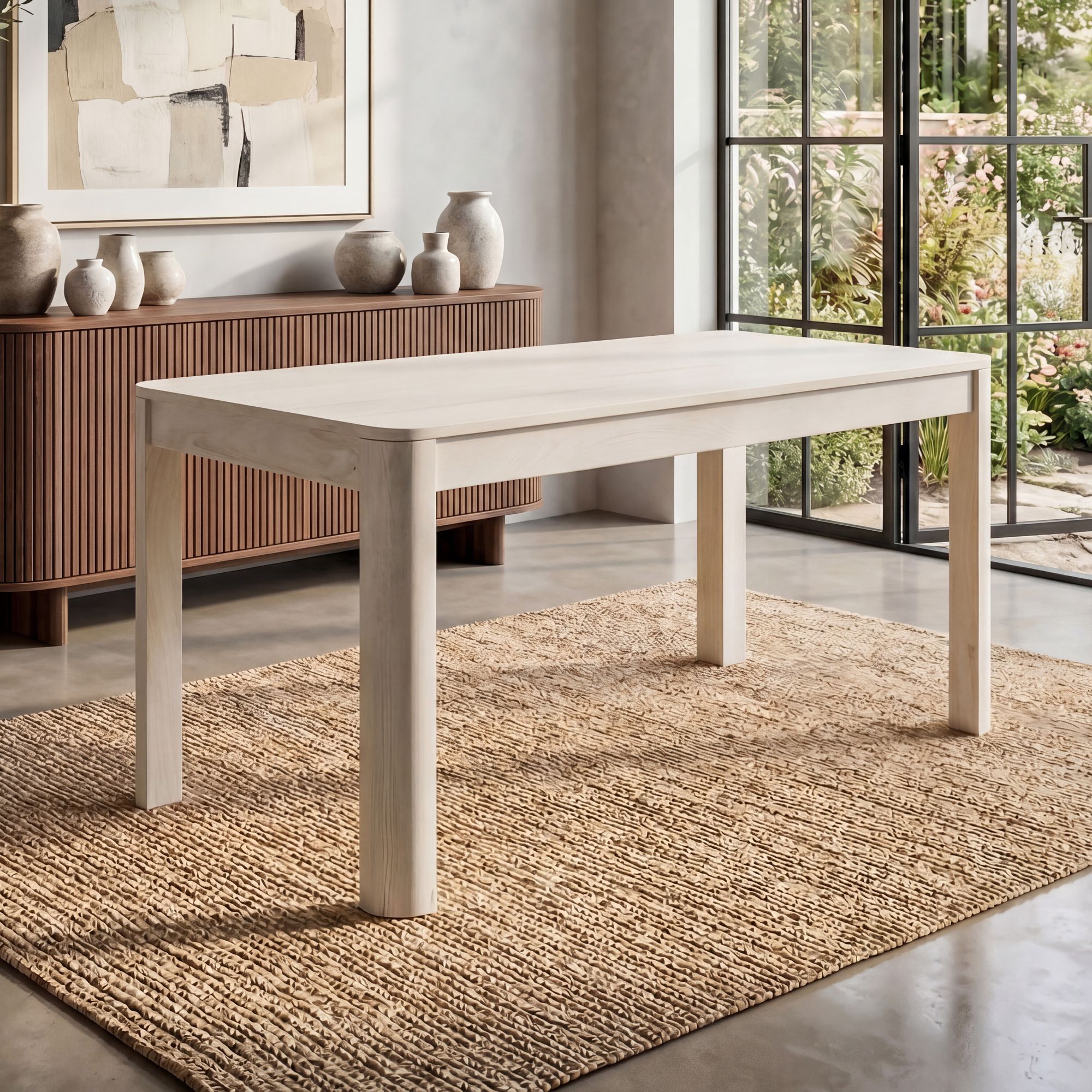 Esstisch Massivholz 120cm Esszimmertisch White Wash Küchentisch 6 Personen Tisch – Ansicht 1