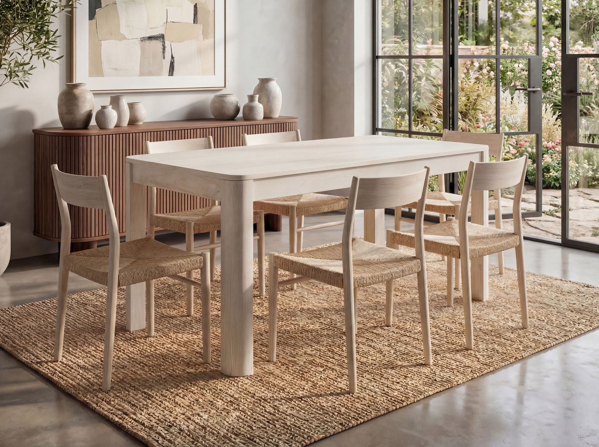 Esstisch Massivholz 120cm Esszimmertisch White Wash Küchentisch 6 Personen Tisch – Ansicht 2