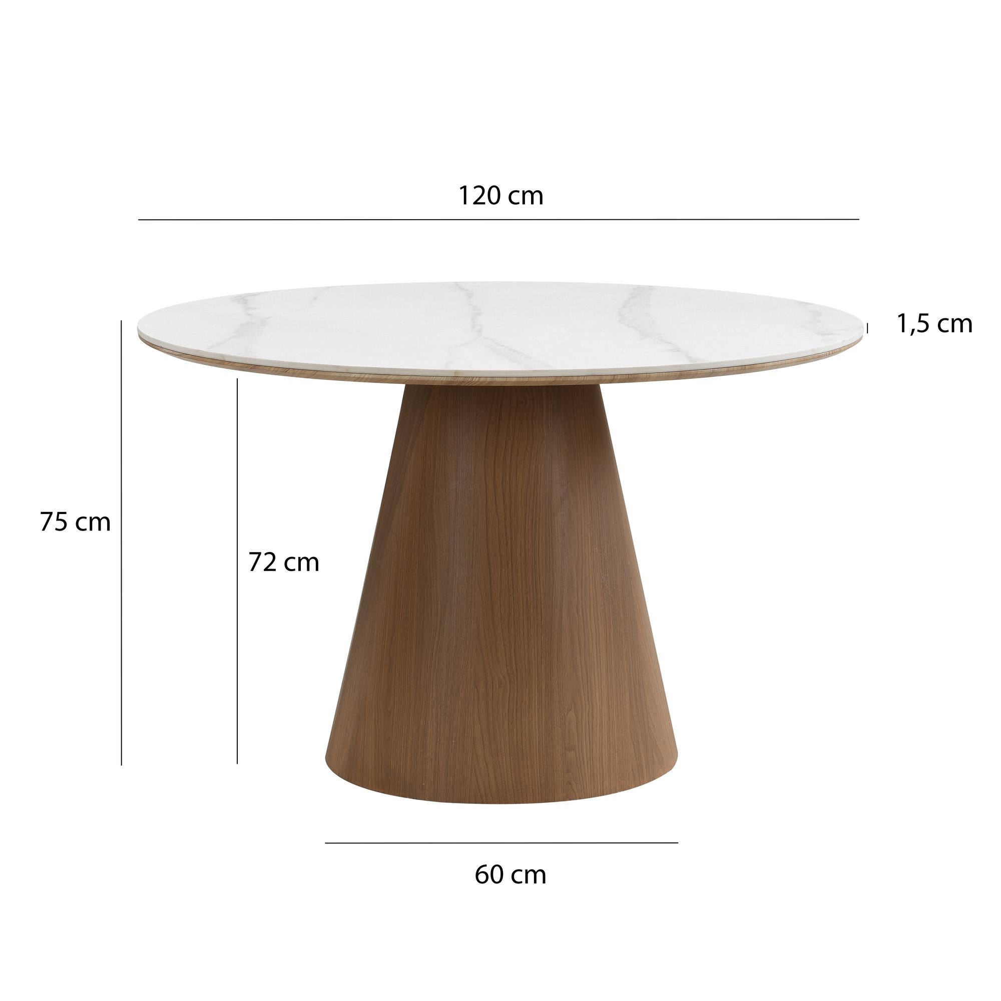 Esstisch 120cm Sinterstein Esszimmertisch rund Küchentisch Metall 6 Personen – Ansicht 3
