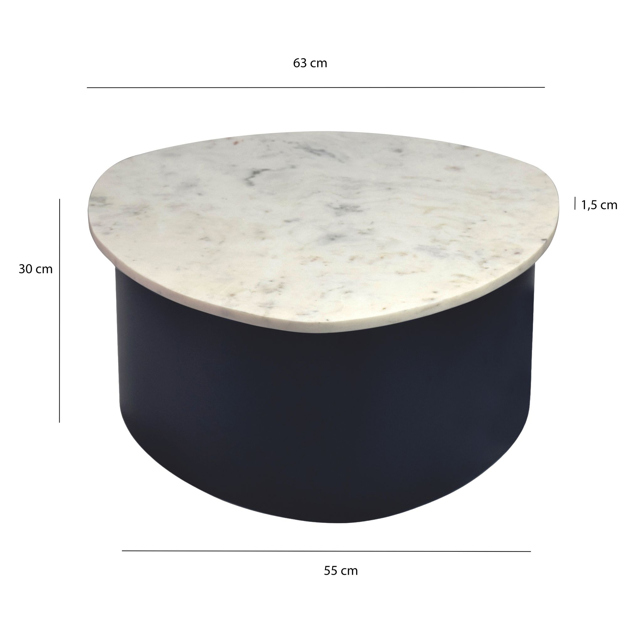 Couchtisch 63cm Marmor Weiß Wohnzimmertisch Sofatisch Metall Beistelltisch Alu – Ansicht 3