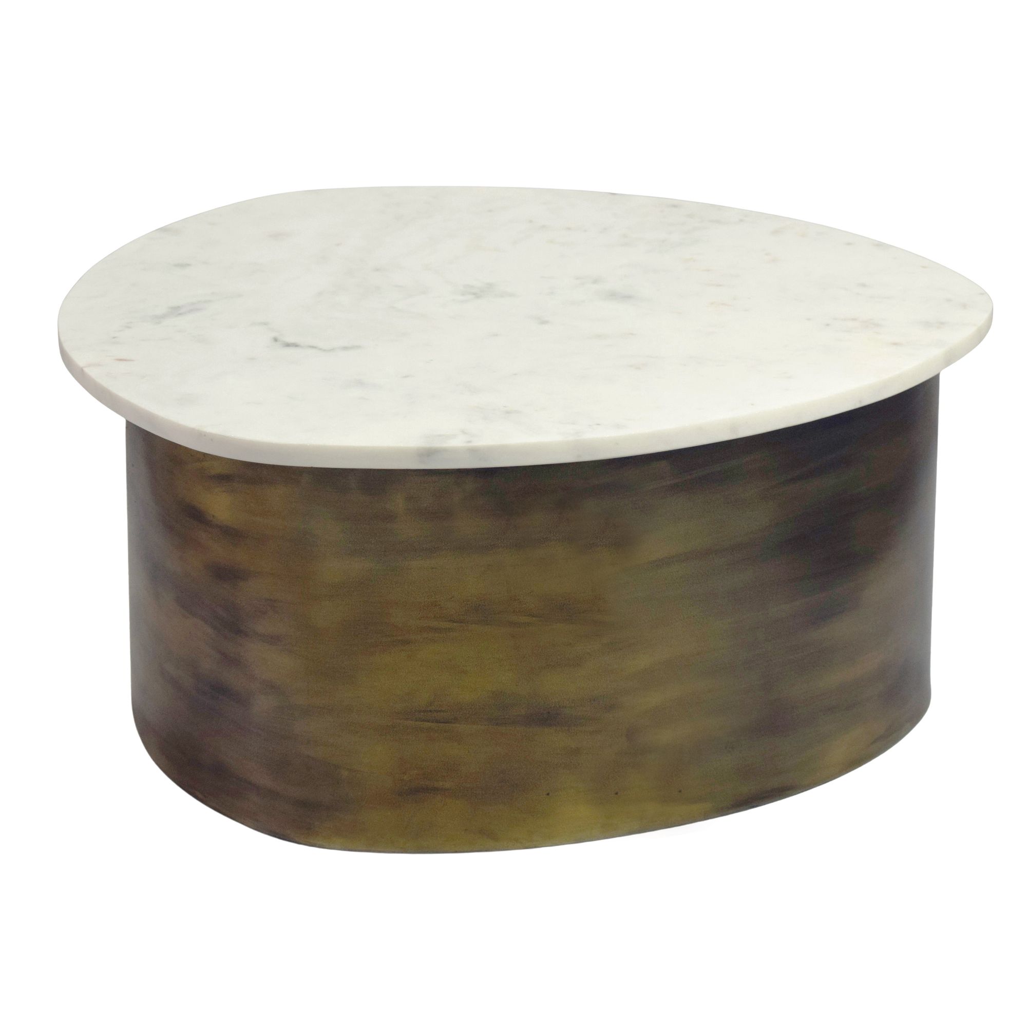 FineBuy Couchtisch 63cm mit weißer Marmor Tischplatte - Wohnzimmertisch Alu organische Form - Sofatisch Aluminium modern - Design Beistelltisch Metallgestell Handmade | Farbe: Gold FineBuy Couchtisch 63cm mit weißer Marmor Tischplatte - Wohnzimmertisch Alu organische Form - Sofatisch Aluminium modern - Design Beistelltisch Metallgestell Handmade | Farbe: Gold