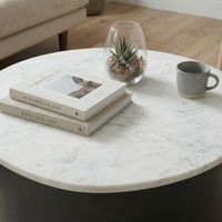 Couchtisch 63cm Marmor Weiß Wohnzimmertisch Sofatisch Metall Beistelltisch Alu – Ansicht 4