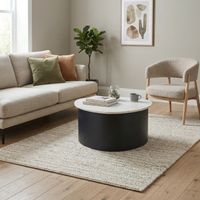Couchtisch 63cm Marmor Weiß Wohnzimmertisch Sofatisch Metall Beistelltisch Alu – Ansicht 2