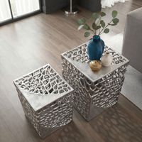 Satztisch 2er Set Beistelltisch Metall Aluminium Couchtisch Wohnzimmertisch Alu – Ansicht 4