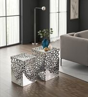 Satztisch 2er Set Beistelltisch Metall Aluminium Couchtisch Wohnzimmertisch Alu – Ansicht 2