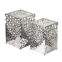 Satztisch 2er Set Beistelltisch Metall Aluminium Couchtisch Wohnzimmertisch Alu – Ansicht 6