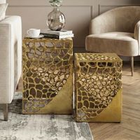Satztisch 2er Set Beistelltisch Metall Aluminium Couchtisch Wohnzimmertisch Alu – Ansicht 1