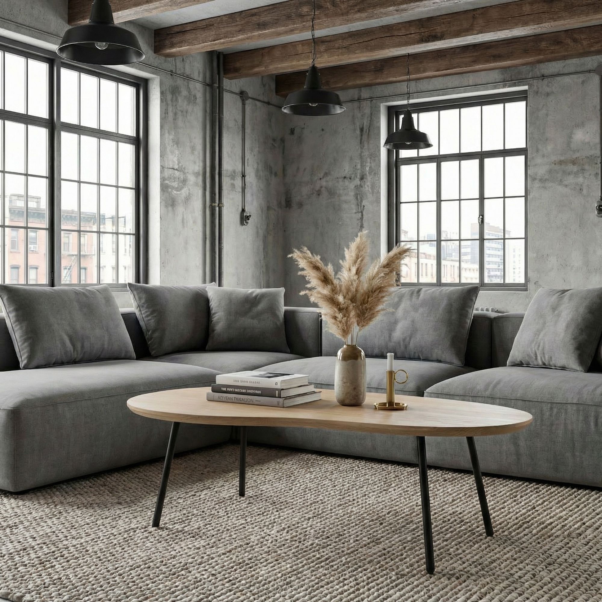 FineBuy Couchtisch Nierenform Mango Massivholz white wash 122 cm - Wohnzimmertisch Holz - Sofatisch Retro - Beistelltisch Metall Gestell - Design Tisch Handmade
