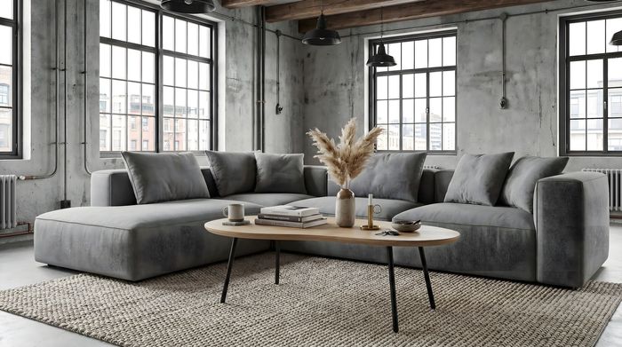 FineBuy Couchtisch Nierenform Mango Massivholz white wash 122 cm - Wohnzimmertisch Holz - Sofatisch Retro - Beistelltisch Metall Gestell - Design Tisch Handmade