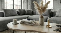 Couchtisch Nierenform 122cm Massivholz white wash Wohnzimmertisch Beistelltisch – Ansicht 4