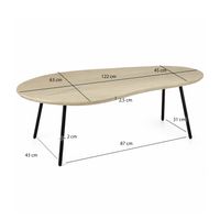 Couchtisch Nierenform 122cm Massivholz white wash Wohnzimmertisch Beistelltisch – Ansicht 3