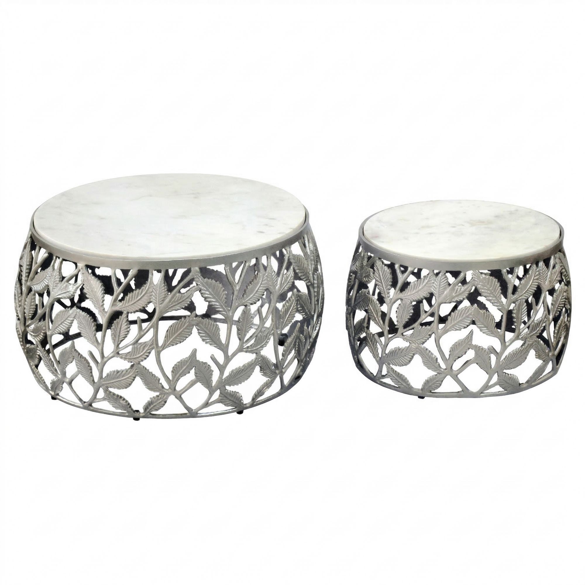 FineBuy 2er Set Couchtisch mit weißer Marmor Tischplatte - Wohnzimmer Tisch Satztisch rund - Beistelltisch Alu modern - Sofatisch Set Aluminium Metallgestell Design Handmade | Farbe: Gold FineBuy 2er Set Couchtisch mit weißer Marmor Tischplatte - Wohnzimmer Tisch Satztisch rund - Beistelltisch Alu modern - Sofatisch Set Aluminium Metallgestell Design Handmade | Farbe: Gold