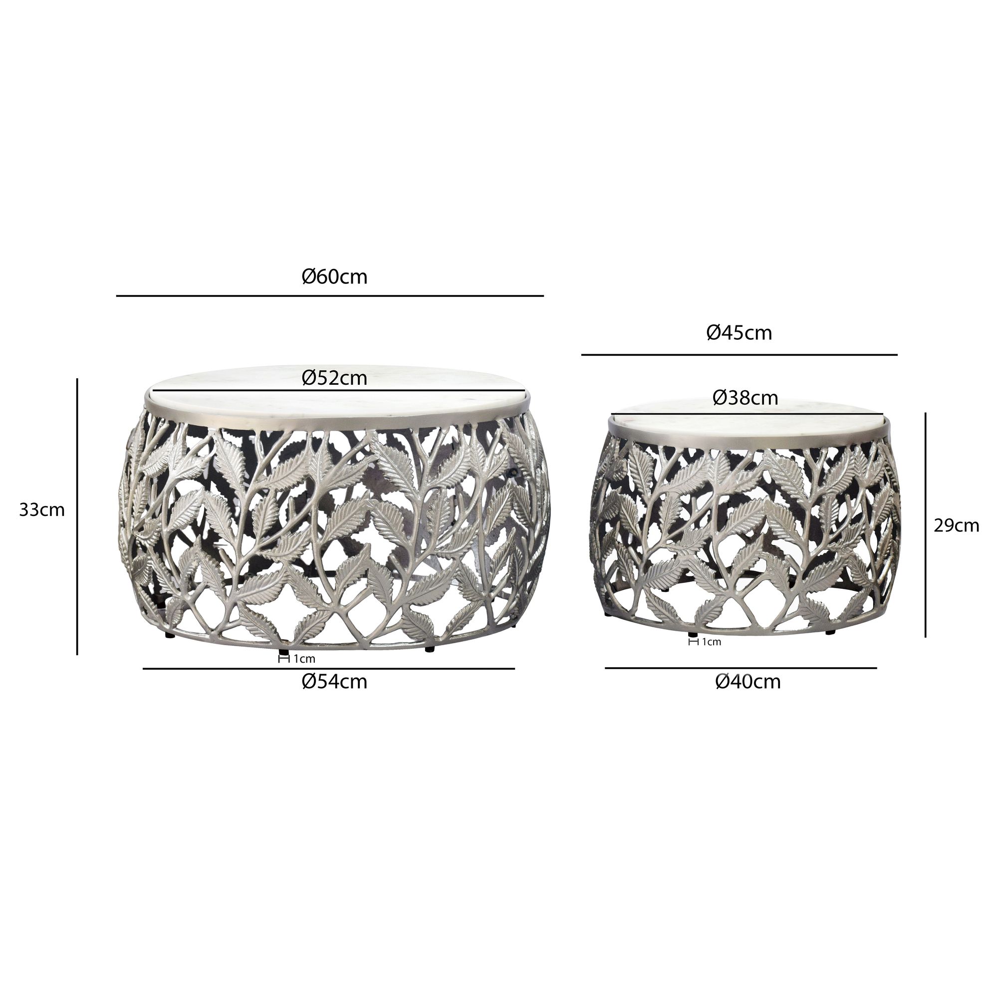 2er Set Couchtisch Marmor Metall rund Wohnzimmertisch Beistelltisch Satztisch – Ansicht 3