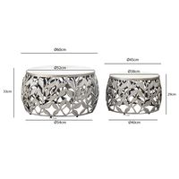 2er Set Couchtisch Marmor Metall rund Wohnzimmertisch Beistelltisch Satztisch – Ansicht 3
